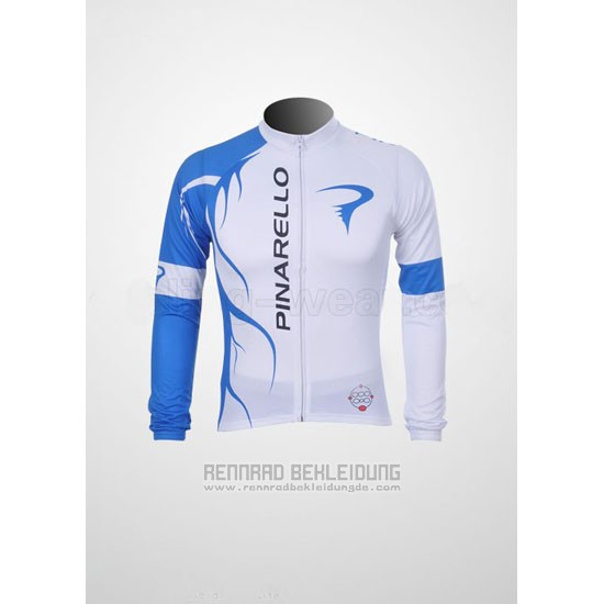 2011 Fahrradbekleidung Pinarello Azurblau und Wei Trikot Langarm und Tragerhose