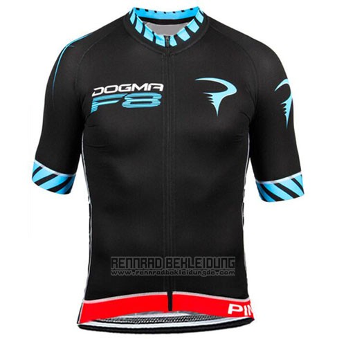 2015 Fahrradbekleidung Pinarello Shwarz und Blau Trikot Kurzarm und Tragerhose