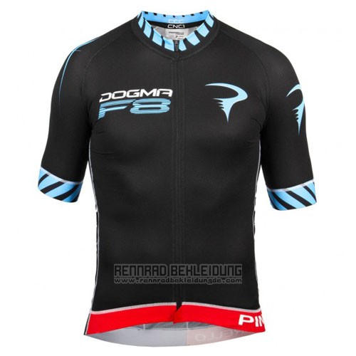 2016 Fahrradbekleidung Pinarello Shwarz und Blau Trikot Kurzarm und Tragerhose - zum Schließen ins Bild klicken