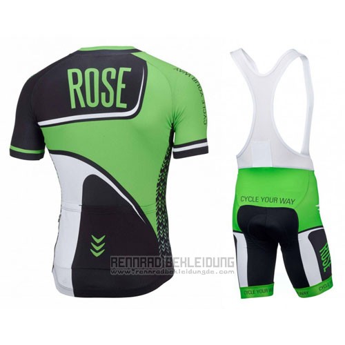 2016 Fahrradbekleidung Rose Grun und Shwarz Trikot Kurzarm und Tragerhose