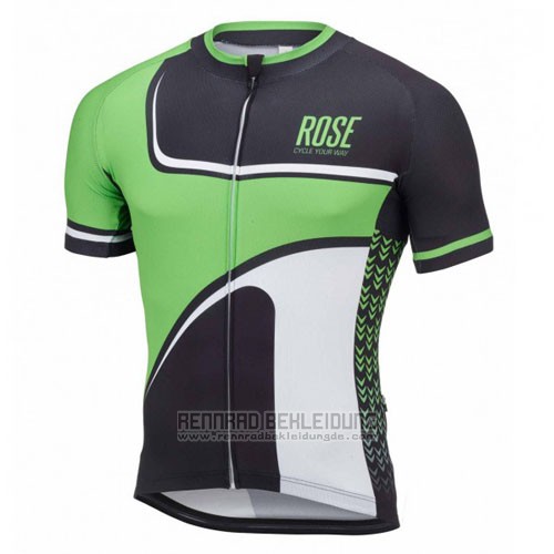 2016 Fahrradbekleidung Rose Grun und Shwarz Trikot Kurzarm und Tragerhose