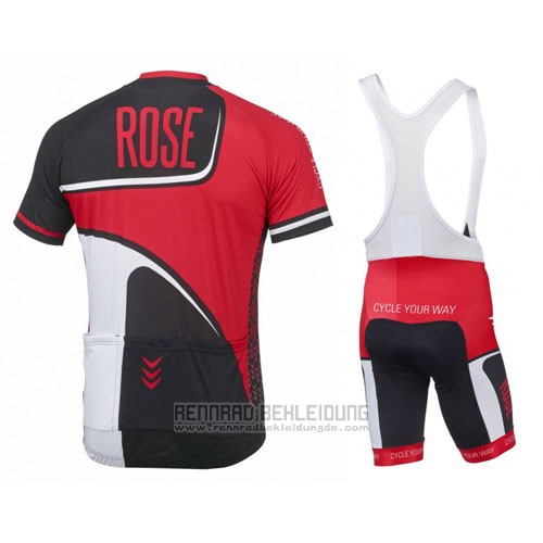 2016 Fahrradbekleidung Rose Rot und Shwarz Trikot Kurzarm und Tragerhose - zum Schließen ins Bild klicken