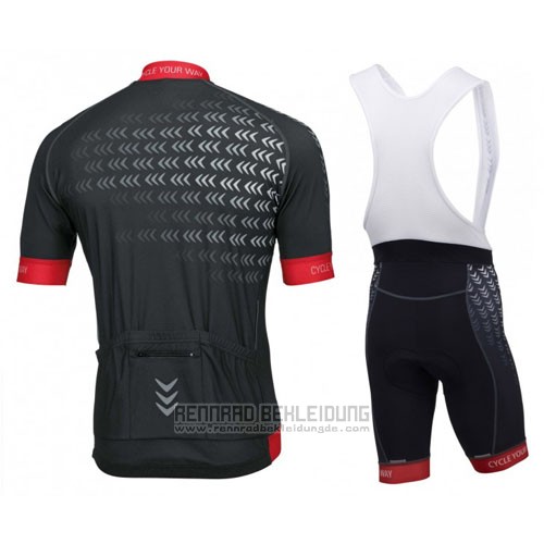 2016 Fahrradbekleidung Rose Shwarz und Rot Trikot Kurzarm und Tragerhose