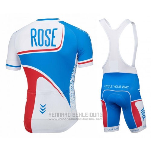 2016 Fahrradbekleidung Rose Wei und Blau Trikot Kurzarm und Tragerhose - zum Schließen ins Bild klicken