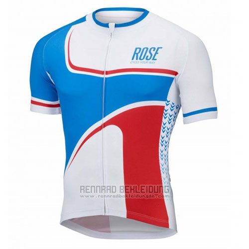 2016 Fahrradbekleidung Rose Wei und Blau Trikot Kurzarm und Tragerhose
