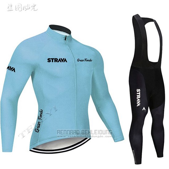 2019 Fahrradbekleidung STRAVA Azurblau Trikot Langarm und Overall