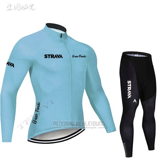 2019 Fahrradbekleidung STRAVA Azurblau Trikot Langarm und Overall - zum Schließen ins Bild klicken