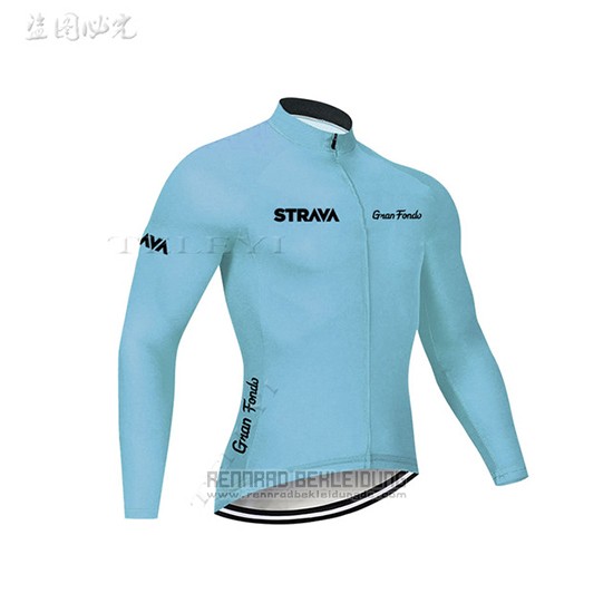 2019 Fahrradbekleidung STRAVA Azurblau Trikot Langarm und Overall