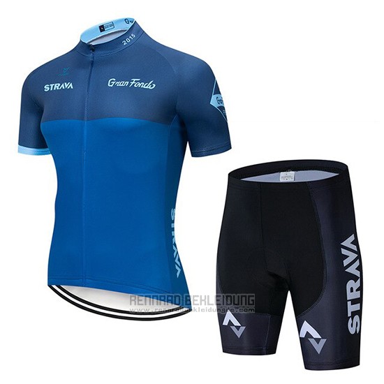 2019 Fahrradbekleidung STRAVA Blau Trikot Kurzarm und Tragerhose - zum Schließen ins Bild klicken