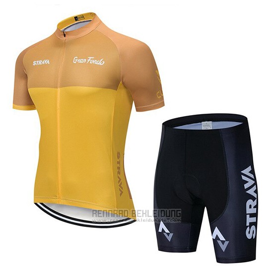 2019 Fahrradbekleidung STRAVA Gelb Trikot Kurzarm und Tragerhose