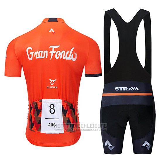 2019 Fahrradbekleidung STRAVA Orange Trikot Kurzarm und Tragerhose