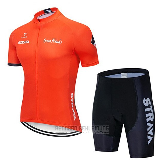 2019 Fahrradbekleidung STRAVA Orange Trikot Kurzarm und Tragerhose - zum Schließen ins Bild klicken