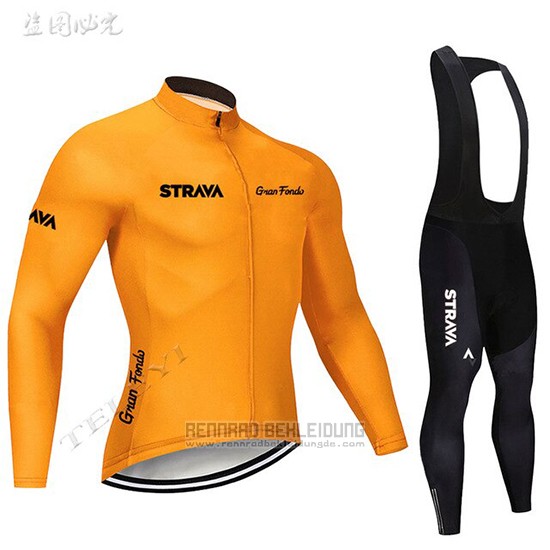 2019 Fahrradbekleidung STRAVA Orange Trikot Langarm und Overall