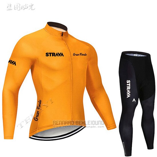 2019 Fahrradbekleidung STRAVA Orange Trikot Langarm und Overall