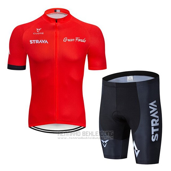 2019 Fahrradbekleidung STRAVA Rot Trikot Kurzarm und Tragerhose - zum Schließen ins Bild klicken