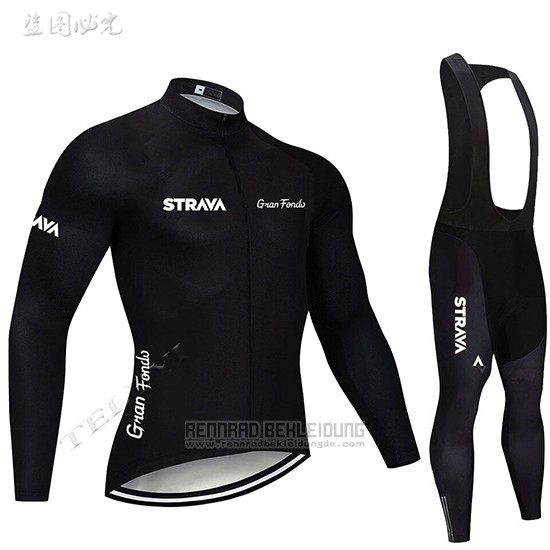 2019 Fahrradbekleidung STRAVA Shwarz Trikot Langarm und Overall