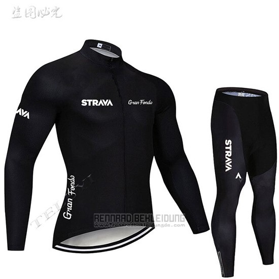 2019 Fahrradbekleidung STRAVA Shwarz Trikot Langarm und Overall