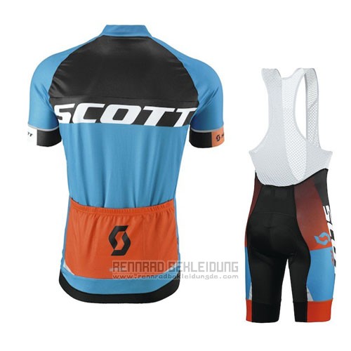 2016 Fahrradbekleidung Scott Blau und Orange Trikot Kurzarm und Tragerhose