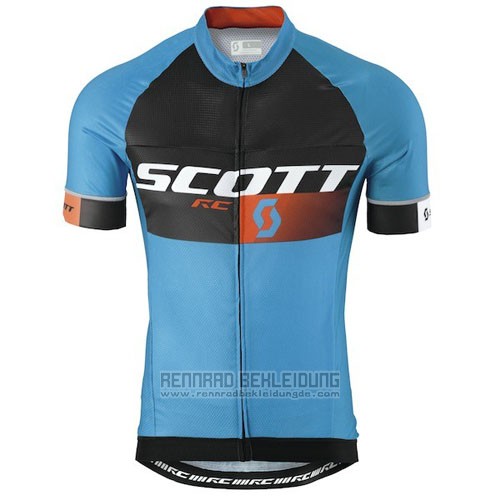 2016 Fahrradbekleidung Scott Blau und Orange Trikot Kurzarm und Tragerhose