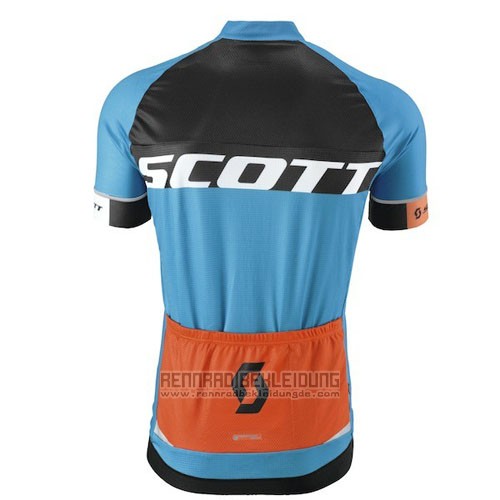 2016 Fahrradbekleidung Scott Blau und Orange Trikot Kurzarm und Tragerhose