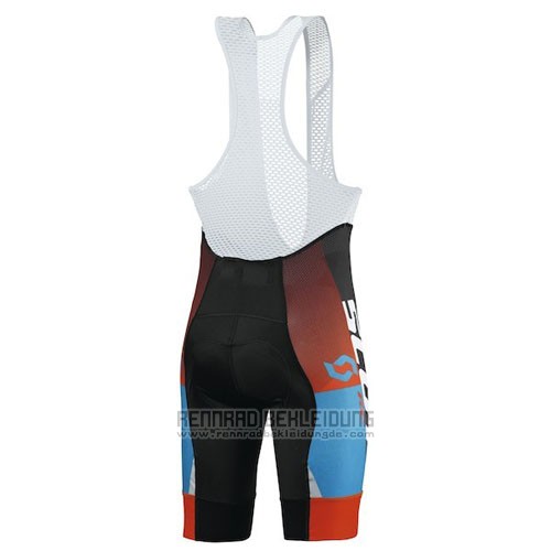 2016 Fahrradbekleidung Scott Blau und Orange Trikot Kurzarm und Tragerhose