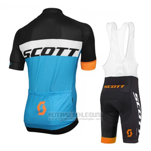 2016 Fahrradbekleidung Scott Blau und Shwarz Trikot Kurzarm und Tragerhose