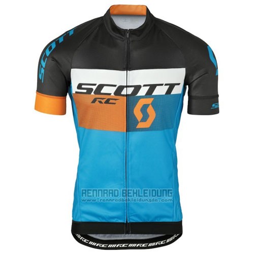 2016 Fahrradbekleidung Scott Blau und Shwarz Trikot Kurzarm und Tragerhose