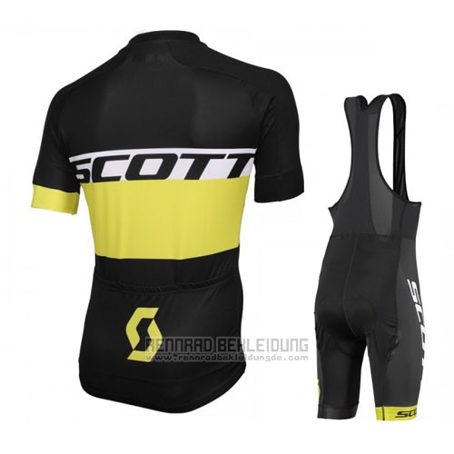 2016 Fahrradbekleidung Scott Gelb Shwarz Trikot Kurzarm und Tragerhose