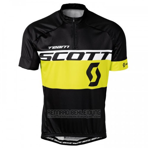 2016 Fahrradbekleidung Scott Gelb Shwarz Trikot Kurzarm und Tragerhose