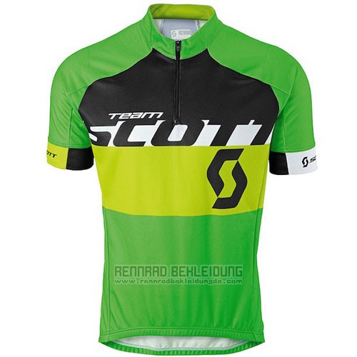 2016 Fahrradbekleidung Scott Gelb und Grun Trikot Kurzarm und Tragerhose