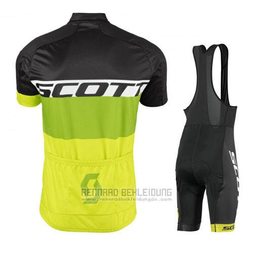 2016 Fahrradbekleidung Scott Gelb und Shwarz Trikot Kurzarm und Tragerhose