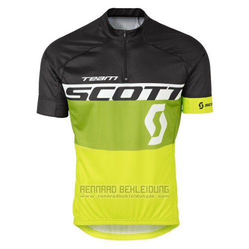 2016 Fahrradbekleidung Scott Gelb und Shwarz Trikot Kurzarm und Tragerhose