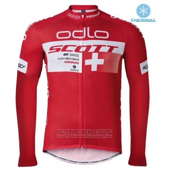 2016 Fahrradbekleidung Scott Rot und Wei Trikot Langarm und Tragerhose