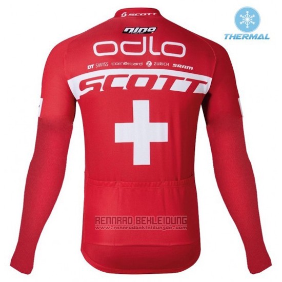 2016 Fahrradbekleidung Scott Rot und Wei Trikot Langarm und Tragerhose