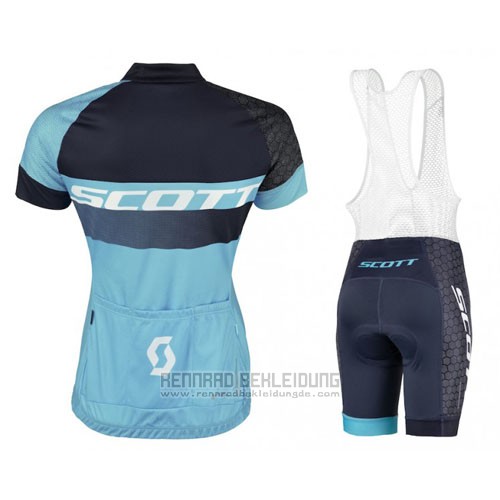 2016 Fahrradbekleidung Scott Shwarz Blau Trikot Kurzarm und Tragerhose