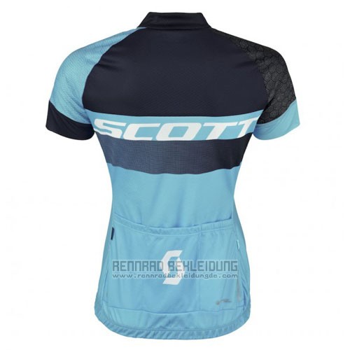 2016 Fahrradbekleidung Scott Shwarz Blau Trikot Kurzarm und Tragerhose