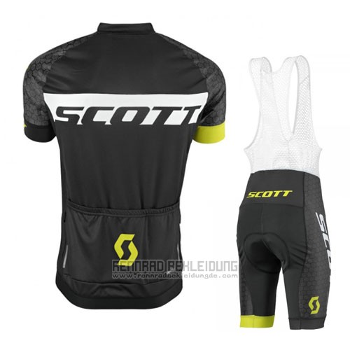 2016 Fahrradbekleidung Scott Shwarz Gelb Trikot Kurzarm und Tragerhose