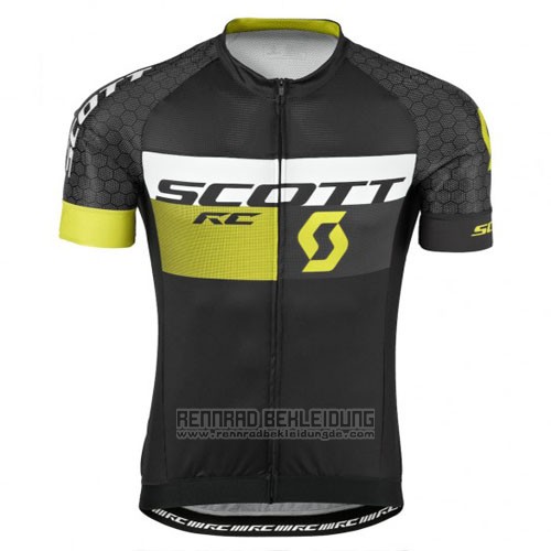 2016 Fahrradbekleidung Scott Shwarz Gelb Trikot Kurzarm und Tragerhose