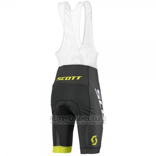 2016 Fahrradbekleidung Scott Shwarz Gelb Trikot Kurzarm und Tragerhose