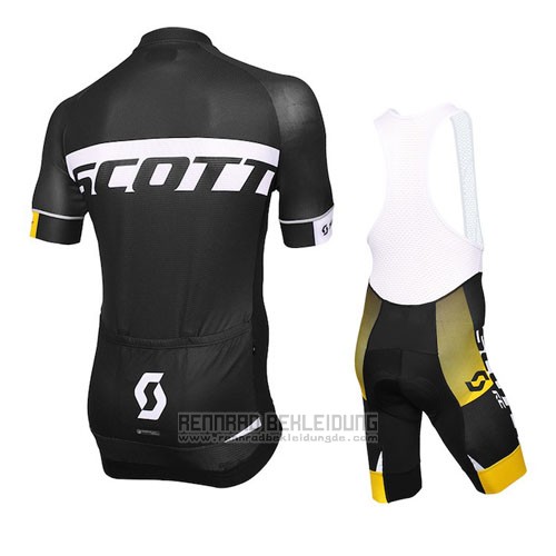 2016 Fahrradbekleidung Scott Shwarz Trikot Kurzarm und Tragerhose