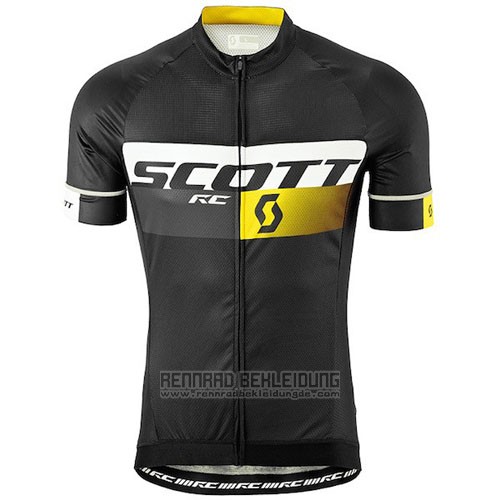 2016 Fahrradbekleidung Scott Shwarz Trikot Kurzarm und Tragerhose