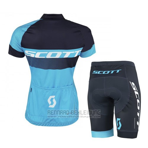 2016 Fahrradbekleidung Scott Shwarz und Blau Trikot Kurzarm und Tragerhose - zum Schließen ins Bild klicken