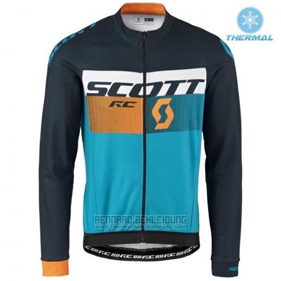 2016 Fahrradbekleidung Scott Shwarz und Blau Trikot Langarm und Tragerhose