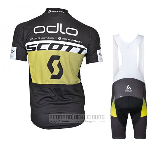 2016 Fahrradbekleidung Scott Shwarz und Gelb Trikot Kurzarm und Tragerhose