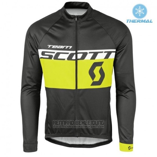 2016 Fahrradbekleidung Scott Shwarz und Gelb Trikot Langarm und Tragerhose