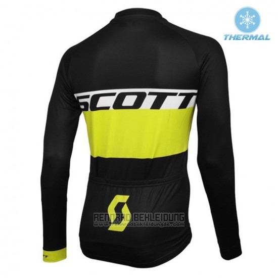 2016 Fahrradbekleidung Scott Shwarz und Gelb Trikot Langarm und Tragerhose