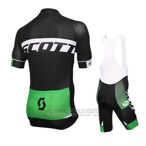 2016 Fahrradbekleidung Scott Shwarz und Grun Trikot Kurzarm und Tragerhose