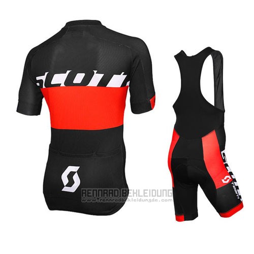 2016 Fahrradbekleidung Scott Shwarz und Rot Trikot Kurzarm und Tragerhose