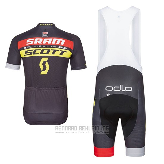 2017 Fahrradbekleidung Scott Shwarz und Gelb Trikot Kurzarm und Tragerhose