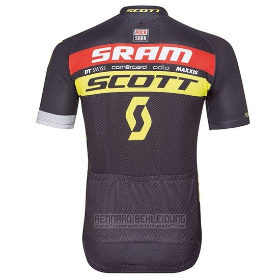 2017 Fahrradbekleidung Scott Shwarz und Gelb Trikot Kurzarm und Tragerhose